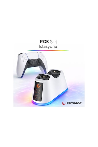 Rampage Rp-ps5 Playstation 5 Rgb Işıklı Hızlı Şarj İstasyonu