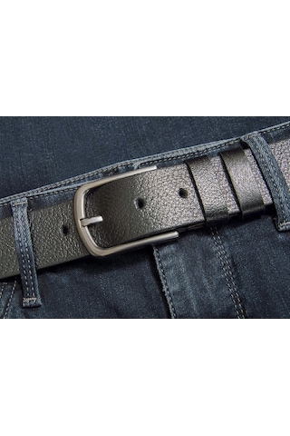 Hakiki Deri Kot Kumaş Kanvas Pantolona Uyumlu Deri Kemer Siyah