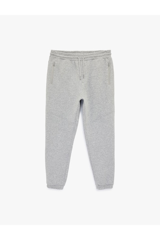 Koton Beli Bağcıklı Fermuarlı Cepli Şardonlu Jogger Eşofman Altı Gri 6wam40057mk Gri