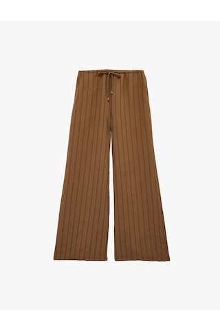 Koton Beli Bağlamalı Modal Kumaş Cepli Geniş Paça Çizgili Pantolon Turuncu Çizgili 6sak40065ew Turuncu Çizgili