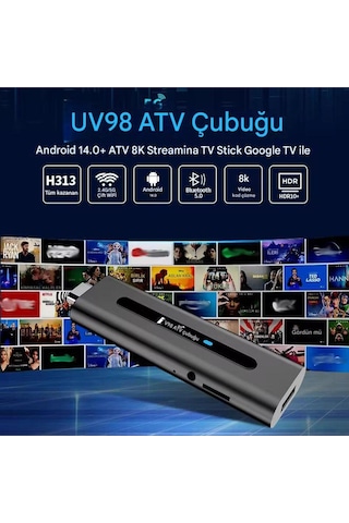 Tv98 Android Sesli Asistan Kumandalı 8k Akıllı Tv Stick H618 Mini Pc Wi-fi 6 Bt 5.0 Tv Alıcısı