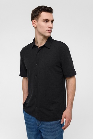 Backandbond Siyah Regular Fit Örme Gömlek