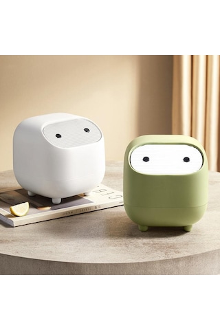 Ninja Masaüstü Çöp Kutusu Mini Çok İşlevli Çift Katmanlı Presli Çöp Kutusu Kapaklı Ev Tipi Mini Çöp Saklama Kutusu Pembe