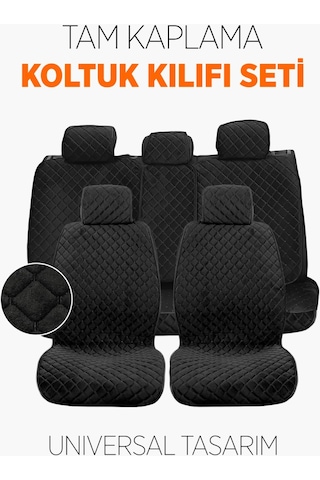 Tay Tüyü Terletmez Kumaş Oto Koltuk Kılıfı Ön Ve Arka Tam Koltuk Seti - Siyah