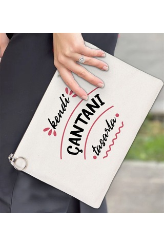 Bk Gift Kişiye Özel Kendin Tasarla Astarlı Portföy Çanta 30x21cm, Baskılı El Çantası, Organizer Çanta Haki