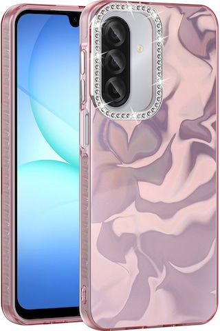 Samsung Uyumlu Galaxy A17 Kılıf Airbagli Parlak Taş Detay Tasarımlı Zore Esila Kapak - Siyah Siyah