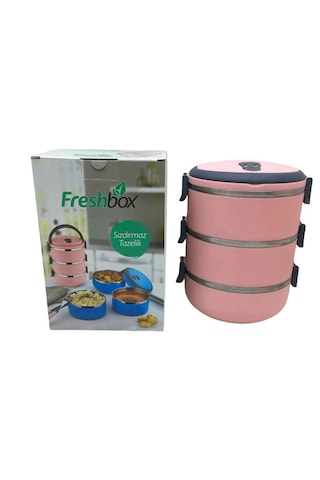 Açık Pembe 3lü Sefer Tası Saklama Kabı 1.8lt Bx40 Renkli