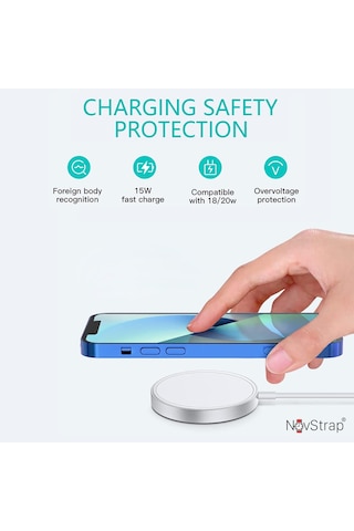 NovStrap Apple Uyumlu iPhone 14 13 12 11 Pro Max Mini Magsafe Şarj Aleti Aygıtı Kablosuz Manyetik Type C