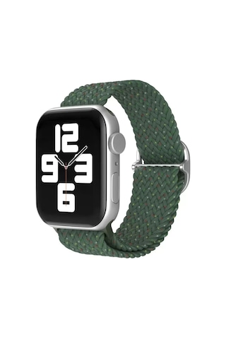 Apple Watch 38mm Star Kordon - Benekli Koyu Yeşil Ahşap