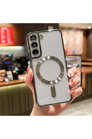 Teknomoda Samsung Galaxy Uyumlu S21 Fe Kılıf Kamera Lens Korumalı Renkli Magsafe Şeffaf Silikon