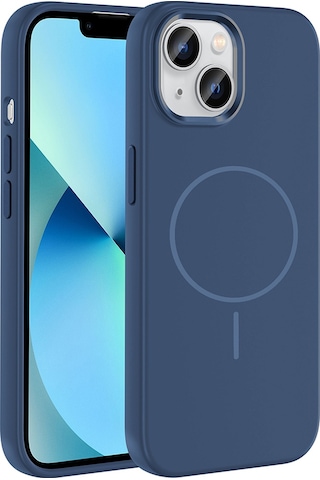 Apple Uyumlu iPhone 15 Kılıf M-safe Şarj Özellikli Metal Kamera Çerçeveli Rba Edi Silikon Kapak - Lacivert Lacivert