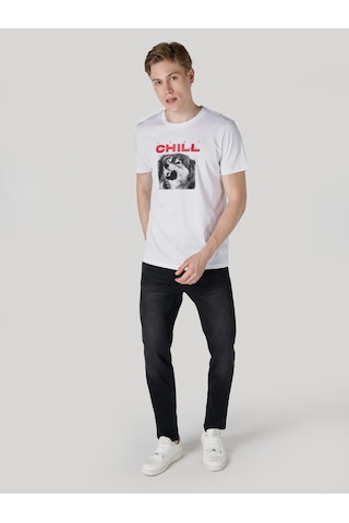 Colin's Colins Regular Fit Bisiklet Yaka Baskılı Beyaz Erkek Kısa Kol Tişört Cl1064710 Beyaz