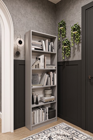 Asra Trend 5 Raflı Kitaplık K002 %100 MDF Modern Ofis Çalışma Odası Dosya Rafı Kül Gri