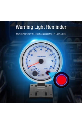 Yifomall Evrensel 3.75" Araç Takometre - Mavi Arka Işık, 0-8000 Rpm, 12v Benzinli Araçlar İçin