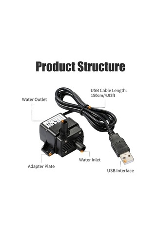 Ulzyvf Usb Taşınabilir, Su Sessiz, Pompası Fıskiyeli Dolaşımı Akvaryum 120l/saat - Dw