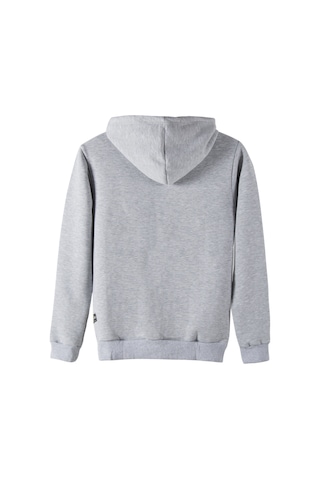 Unisex Gri Kapüşonlu Önü Şef Kedi Baskılı Slim Fit Kanguru Cepli Sweatshirt Gri