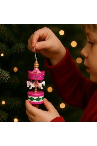 6 Lı Ahşap Mini Atlıkarınca Süs Seti Vintage Asılabilir Noel Ağacı Ve Masa Dekoru, Renkli El Boyama Tasarım, Ev, Parti Ve Hediye İçin Dekoratif Aksesuar