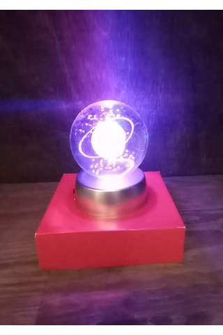 Masa Üstü Harika Gezegen 6 Cm Işıklı Cam Küre Hediyelik