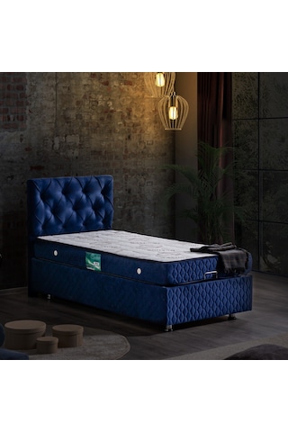 Setaymobilya Baza, Vita Lacivert Tek Kişilik Baza + Başlık + Comfort Yatak