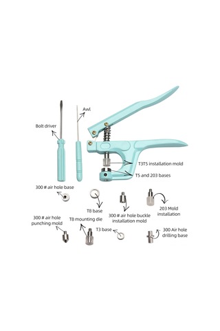 Hangfox Mavi 300'lü Takım: Metal-resin四合扣, Göz Delikli Kanca Ve Profesyonel El Basma Presi Yükleme Aracı