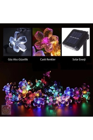 Solar 30 Ledli Çiçekli Rgb Güneş Enerjisi Çok Renkli