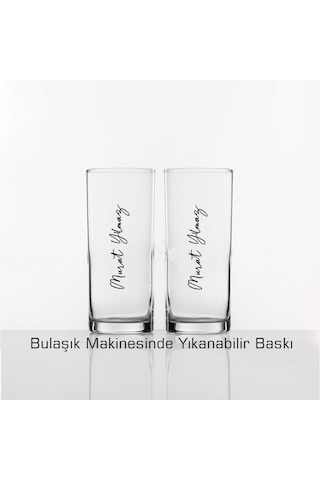 Kişiye Özel İmzalı Rakı Bardağı Bulaşık Makinesinde Yıkanabilir Kutusuz