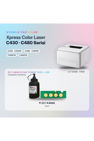 Samsung Uyumlu Clt-k404s Toner Tozu + Çip Siyah 65gr / Xpress C430 / C480