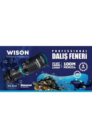Wison Ws-4545 Şarjlı Su Altı Dalış El Feneri 10w 1800 Lümen
