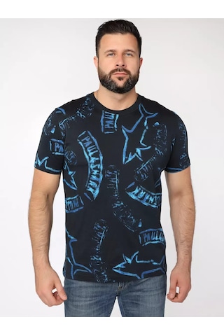 Paul Shark Pamuklu Düz Renkli Baskılı Tişört. 332815647 Mavi