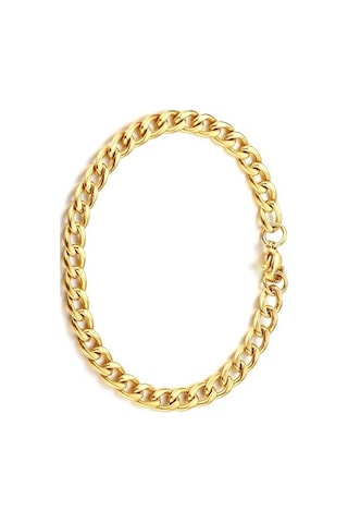 Gurmet Altın Kaplama Çelik Unisex Bileklik Zincir 6 Mm H081Bs Altın