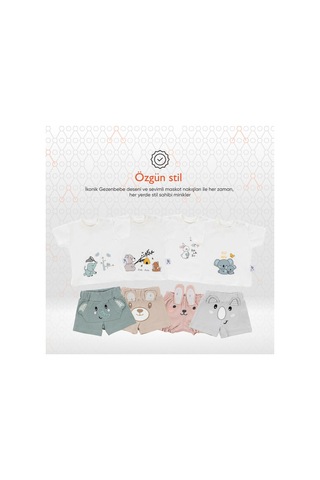 Gezenbebe Hero Kısa Kol Desenli Bebek T-shirt Ve Nakışlı Şort Seti Pembe