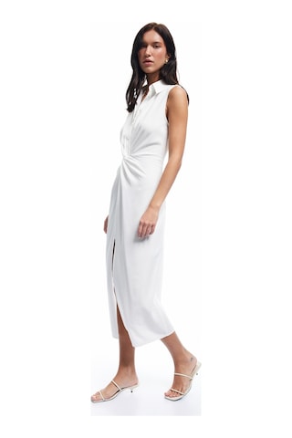 Koton Drape Detaylı Kolsuz Uzun Gömlek Elbise Kırık Beyaz 5sak80320pw Ekru