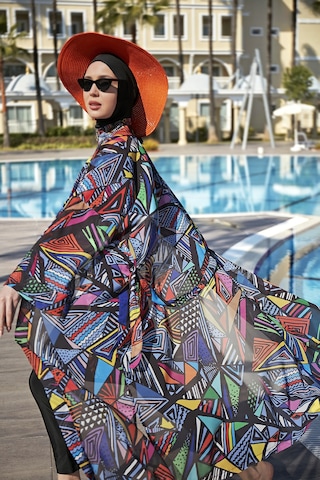 Remsa Mayo Remsa Tesettür Mayo Üzerine Tek Kaftan Kimono Pareo Rp020 Alina Siyah