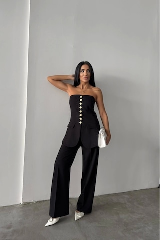 Defymoda Tasarım Gold Düğmeli Strablezyelek - Siyah Siyah