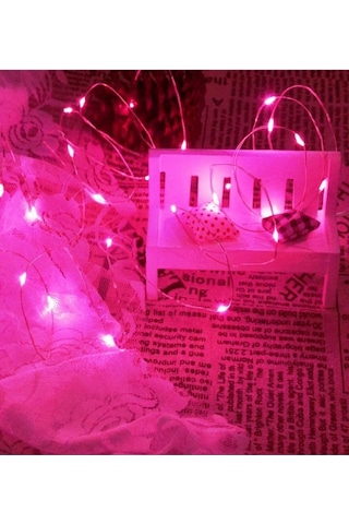 Ev Balkon Ve Parti İçin 3 Metre Pilli Pembe Renk Peri Led Yılbaşı Süsü Işık Pembe