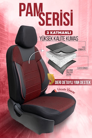 Smrautoaccessory Pam Serisi Oto Koltuk Kılıfı Bordo