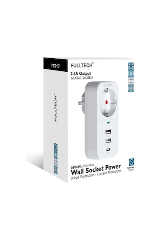 Fulltech Akıllı Priz 1xtype-c 2xusb Ftr-17