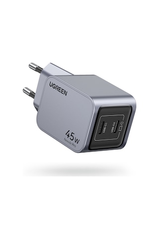 Ugreen Nexode Pro 45w Gan Hızlı Şarj Cihazı Usb-c Qc Pd 2xusb-c, Uzay Grisi, 35008