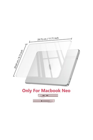 Apple Uyumlu MacBook İle Uyumlu Şeffaf Kapak Kılıf Neo 13 İnç A3404 İçin Tasalanmış, Şeffaf Parlak Premium Sert K