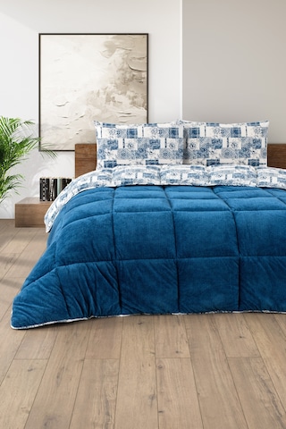 Battal Wellsoft Yorgan Çift Taraflı Yastık Kılıflı 215x235 Cm Mavi