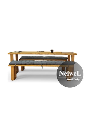 Neiwel Diar Doğal Ahşap Banklı Toplantı Masasıı x 100 x 320 Açık Ceviz