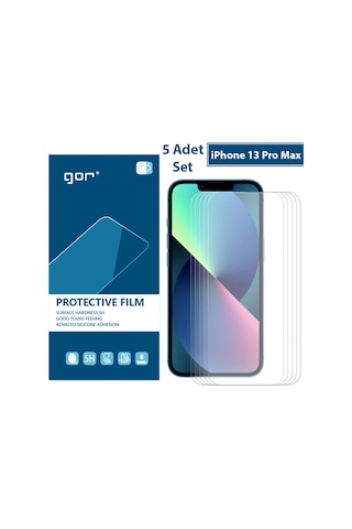 Gor Apple Uyumlu iPhone 13 Pro Max Darbe Emici Ekran Koruyucu Jelatin 5 Adet Şeffaf (120379436)