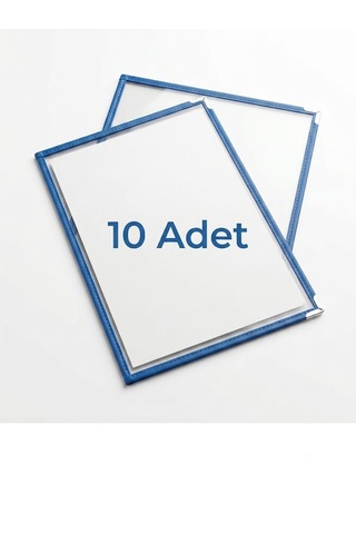 A4 Evrak Şömizi - 10'lu Paket Şeffaf Mavi Şömiz - Ofis Sunum Dosyası