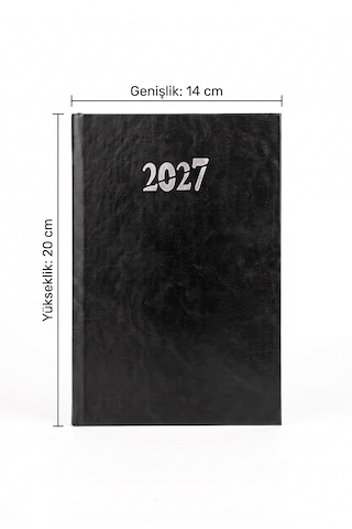 Cilt Bezi Eko 2027 Çizgili Günlük Ajanda 14x20 Hafta Sonları Tek Sayfada Siyah
