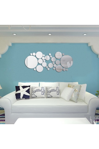 Geekyou 30'lu Silver Akrilik Yuvarlak Ayna Duvar Sticker Seti - Dıy Ev Dekorasyonu, Hafif, Kolay Kurulum, Çocuk Odası/yatak Odası/banyo Uygun Gümüş