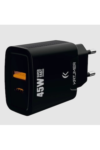 Katjmer Kj-45up-n Usb-pd Şarj Adaptörü Siyah