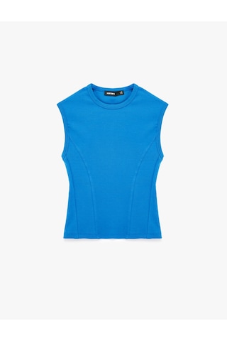 Koton Pamuklu Bisiklet Yaka Slim Fit Kolsuz Kobalt Mavi Tişört Mavi 6sak50050pk