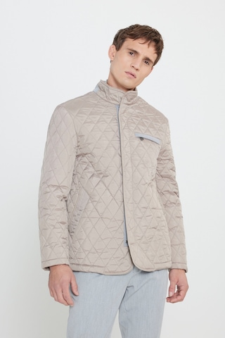 AC&Co / Altınyıldız Classics Erkek Bej Standart Fit Normal Kesim Dik Yaka Desenli Overcoat Bej