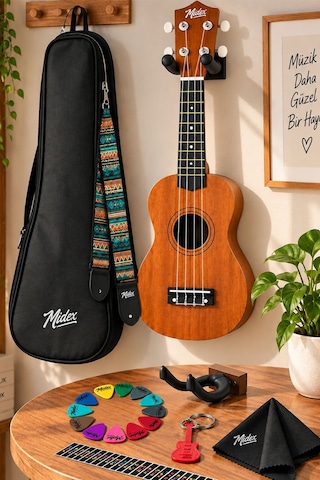 Midex UKX-901M Brown Soprano Ukulele (Askı Çanta Metod Pena)