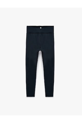 Koton Yüksek Bel İnterlok Slim Fit Spor Tayt Lacivert 7wak40139nk